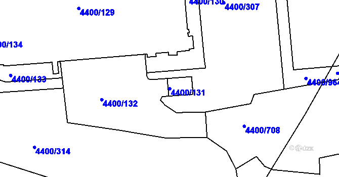 Parcela st. 4400/131 v KÚ Modřany, Katastrální mapa