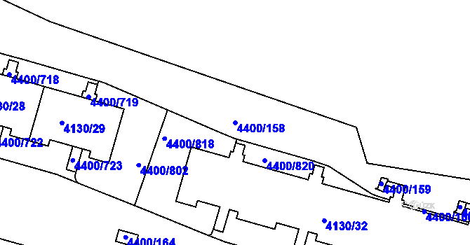 Parcela st. 4400/158 v KÚ Modřany, Katastrální mapa