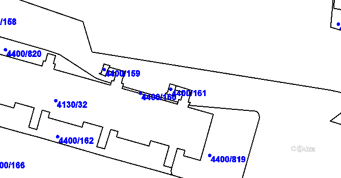 Parcela st. 4400/161 v KÚ Modřany, Katastrální mapa
