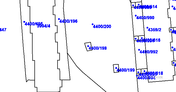 Parcela st. 4400/198 v KÚ Modřany, Katastrální mapa