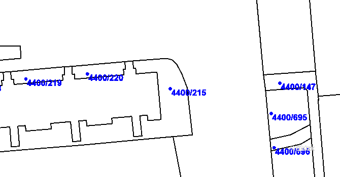 Parcela st. 4400/215 v KÚ Modřany, Katastrální mapa