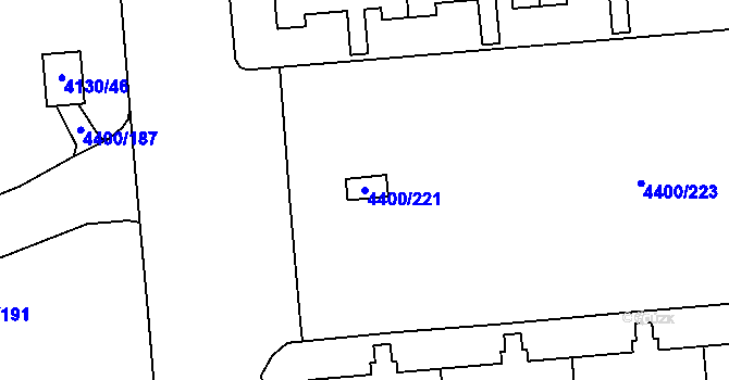 Parcela st. 4400/221 v KÚ Modřany, Katastrální mapa