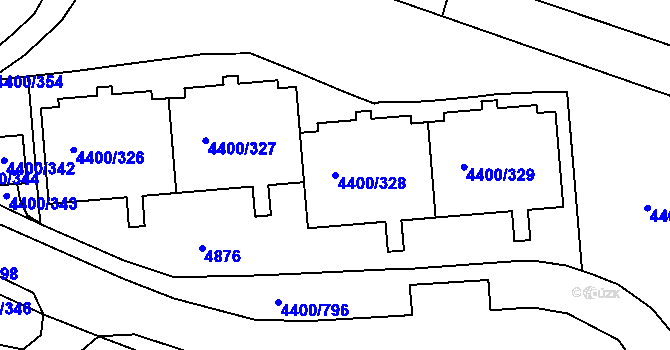 Parcela st. 4400/328 v KÚ Modřany, Katastrální mapa
