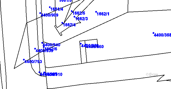 Parcela st. 4400/360 v KÚ Modřany, Katastrální mapa