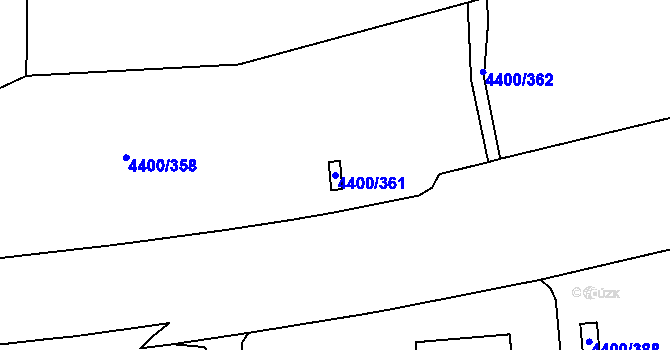 Parcela st. 4400/361 v KÚ Modřany, Katastrální mapa