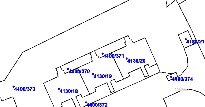 Parcela st. 4400/371 v KÚ Modřany, Katastrální mapa