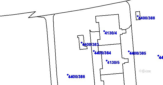 Parcela st. 4400/383 v KÚ Modřany, Katastrální mapa