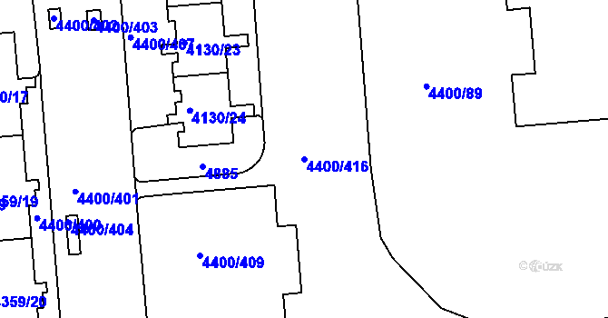 Parcela st. 4400/416 v KÚ Modřany, Katastrální mapa