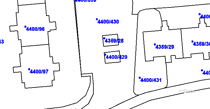Parcela st. 4400/429 v KÚ Modřany, Katastrální mapa