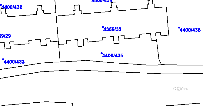Parcela st. 4400/435 v KÚ Modřany, Katastrální mapa