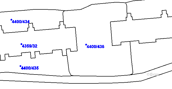 Parcela st. 4400/436 v KÚ Modřany, Katastrální mapa