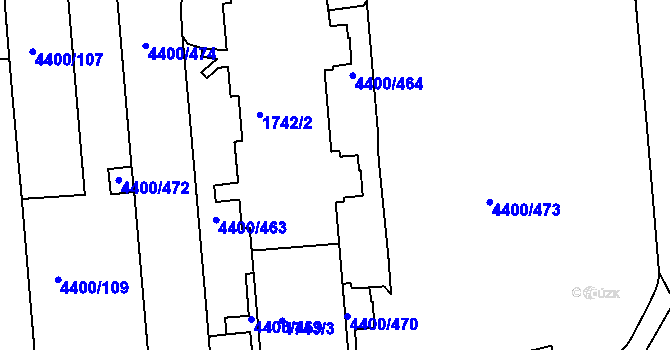 Parcela st. 4400/468 v KÚ Modřany, Katastrální mapa