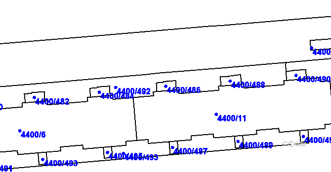 Parcela st. 4400/486 v KÚ Modřany, Katastrální mapa