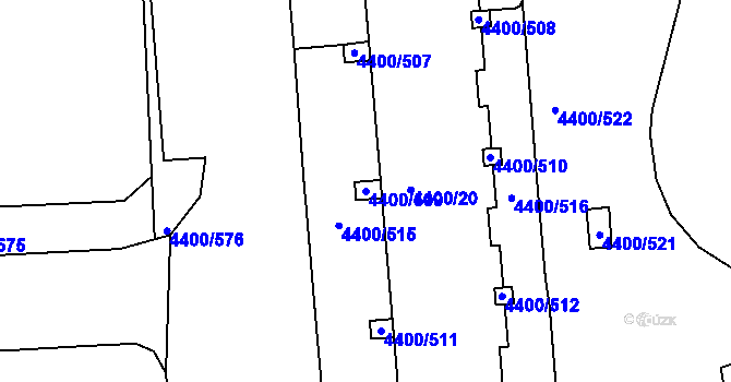 Parcela st. 4400/509 v KÚ Modřany, Katastrální mapa