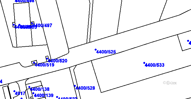 Parcela st. 4400/525 v KÚ Modřany, Katastrální mapa