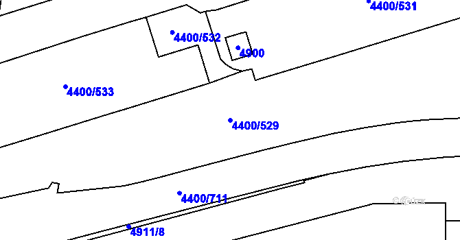 Parcela st. 4400/529 v KÚ Modřany, Katastrální mapa
