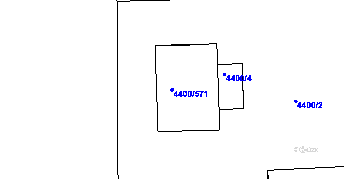 Parcela st. 4400/571 v KÚ Modřany, Katastrální mapa
