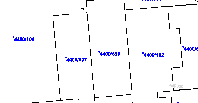 Parcela st. 4400/590 v KÚ Modřany, Katastrální mapa
