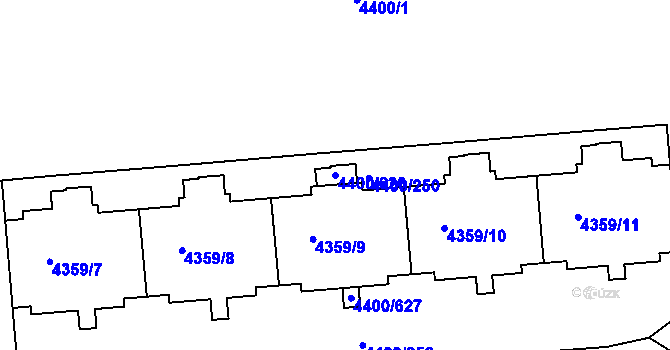 Parcela st. 4400/626 v KÚ Modřany, Katastrální mapa