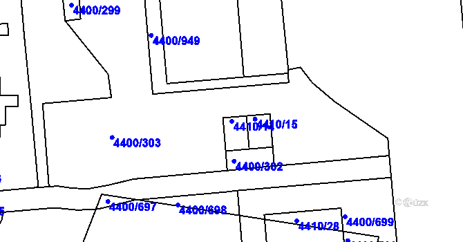 Parcela st. 4410/14 v KÚ Modřany, Katastrální mapa