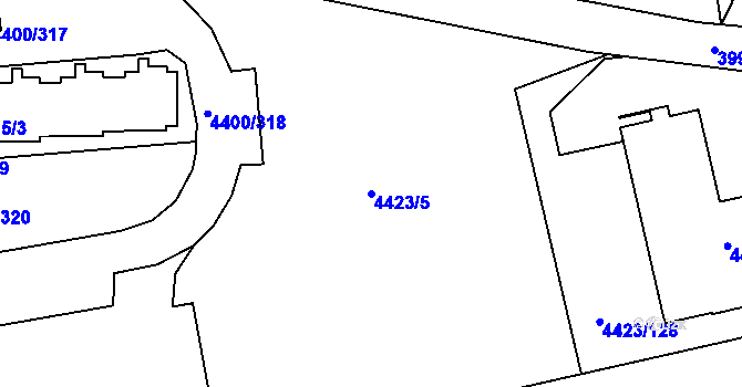 Parcela st. 4423/5 v KÚ Modřany, Katastrální mapa