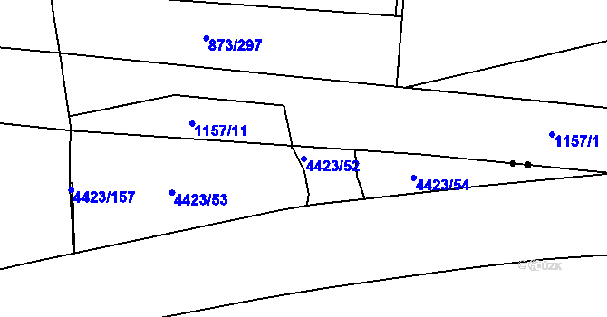 Parcela st. 4423/52 v KÚ Modřany, Katastrální mapa