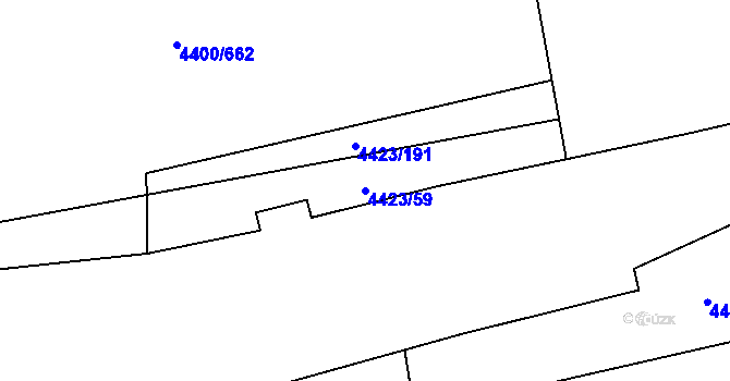 Parcela st. 4423/59 v KÚ Modřany, Katastrální mapa