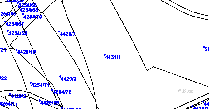 Parcela st. 4431/1 v KÚ Modřany, Katastrální mapa