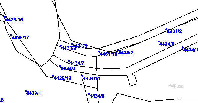 Parcela st. 4431/10 v KÚ Modřany, Katastrální mapa