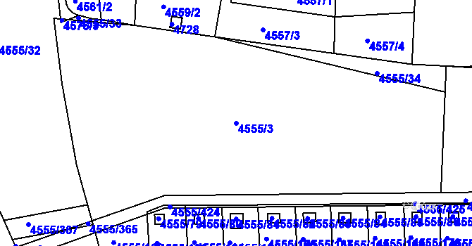Parcela st. 4555/3 v KÚ Modřany, Katastrální mapa