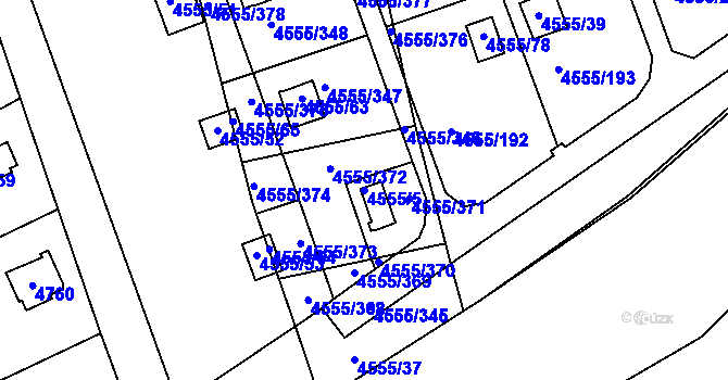 Parcela st. 4555/5 v KÚ Modřany, Katastrální mapa
