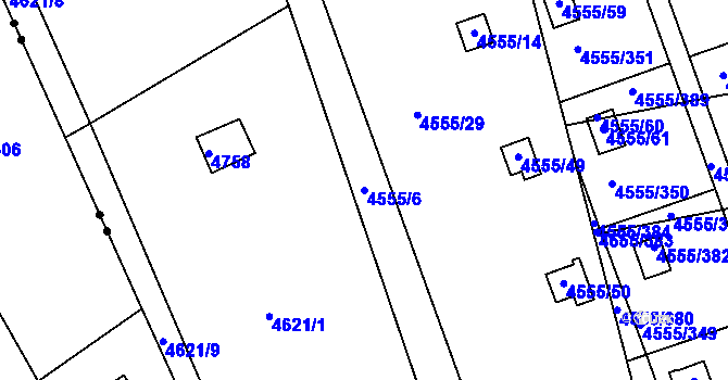 Parcela st. 4555/6 v KÚ Modřany, Katastrální mapa