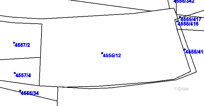 Parcela st. 4555/12 v KÚ Modřany, Katastrální mapa