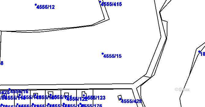 Parcela st. 4555/15 v KÚ Modřany, Katastrální mapa