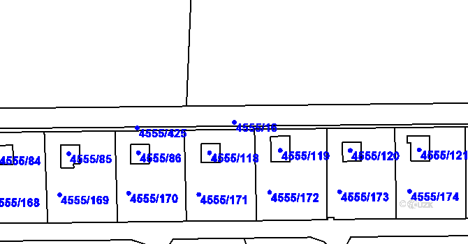 Parcela st. 4555/16 v KÚ Modřany, Katastrální mapa