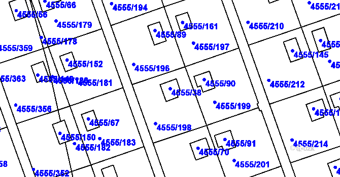 Parcela st. 4555/38 v KÚ Modřany, Katastrální mapa