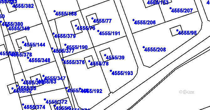 Parcela st. 4555/39 v KÚ Modřany, Katastrální mapa