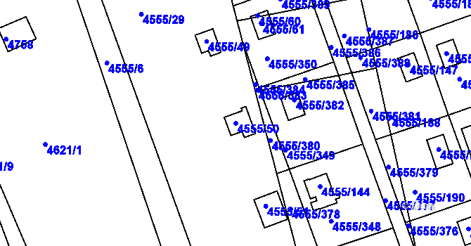 Parcela st. 4555/50 v KÚ Modřany, Katastrální mapa