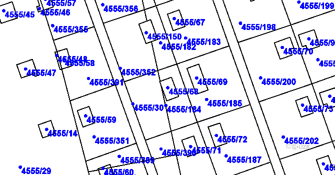 Parcela st. 4555/68 v KÚ Modřany, Katastrální mapa