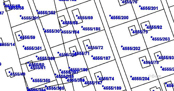 Parcela st. 4555/72 v KÚ Modřany, Katastrální mapa