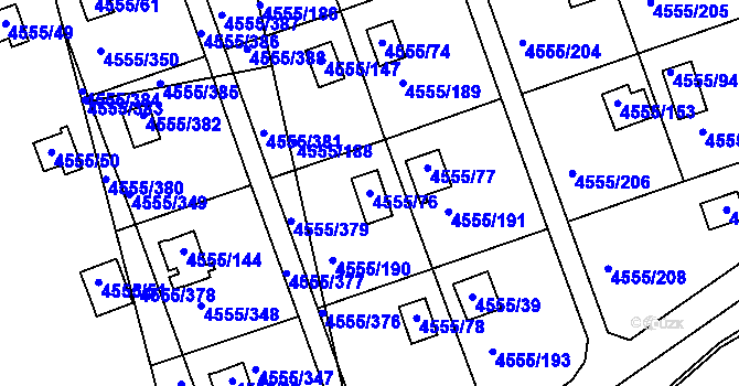 Parcela st. 4555/76 v KÚ Modřany, Katastrální mapa