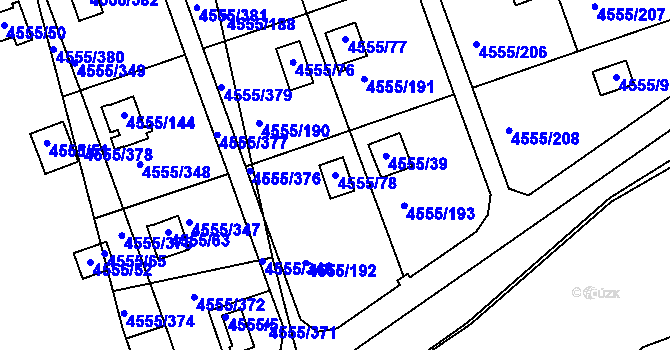 Parcela st. 4555/78 v KÚ Modřany, Katastrální mapa