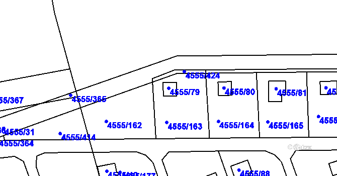 Parcela st. 4555/79 v KÚ Modřany, Katastrální mapa