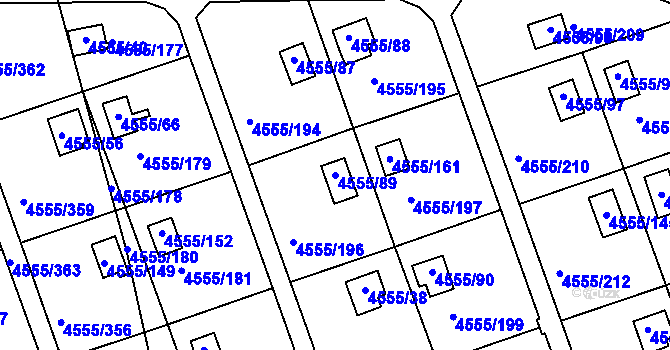Parcela st. 4555/89 v KÚ Modřany, Katastrální mapa