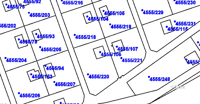 Parcela st. 4555/106 v KÚ Modřany, Katastrální mapa