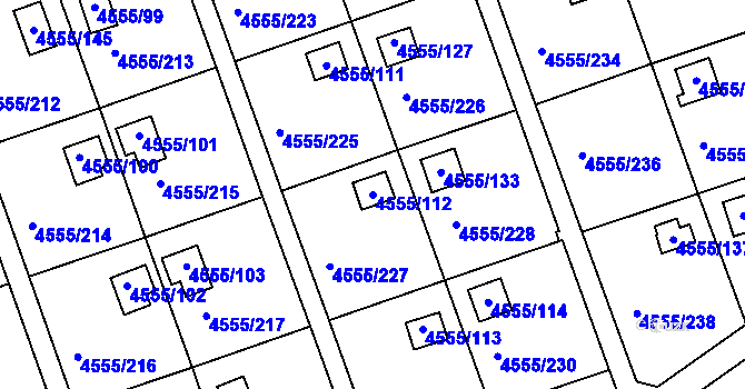Parcela st. 4555/112 v KÚ Modřany, Katastrální mapa