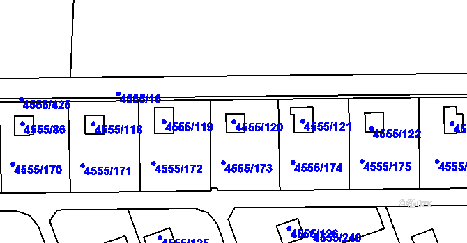 Parcela st. 4555/120 v KÚ Modřany, Katastrální mapa
