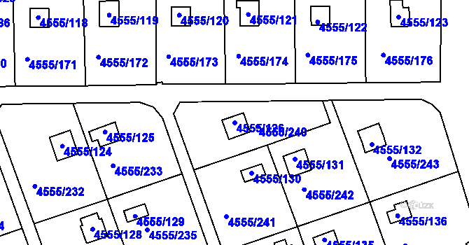 Parcela st. 4555/126 v KÚ Modřany, Katastrální mapa