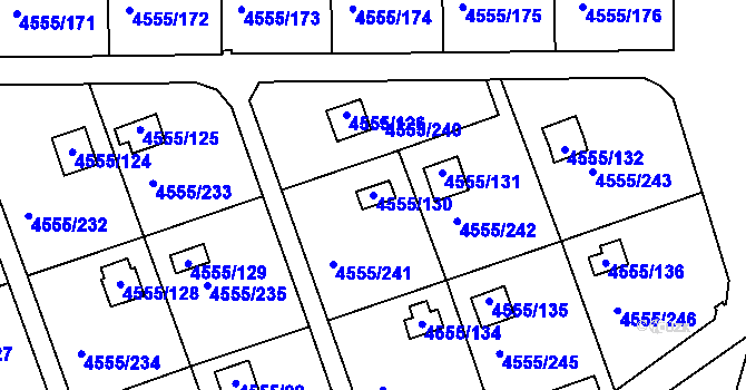 Parcela st. 4555/130 v KÚ Modřany, Katastrální mapa
