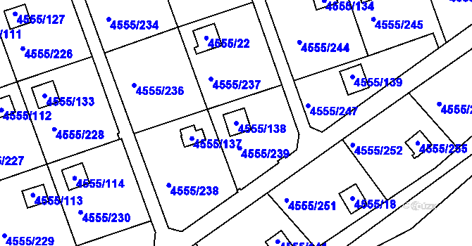 Parcela st. 4555/138 v KÚ Modřany, Katastrální mapa